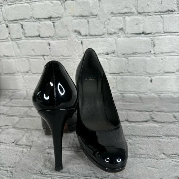 Stuart Weitzman Patent Leather Heels Size 7.5 Narrow Classic Black - Picture 7 of 12